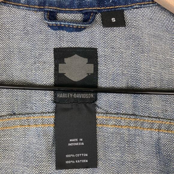 Harley Davidson Women's Button Front Fitted Denim Vest, Blue 96174-17VW. SZ S - Picture 5 of 8